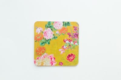 "Flowers on a Yellow Background" Coaster